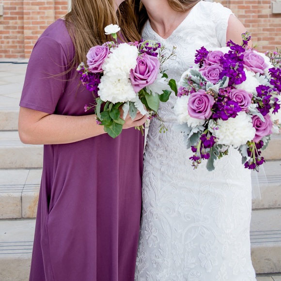 Wedding Dress - High V-Neck, Cap Sleeve, Fit and Flare Wedding Dress - Picture 4 of 11